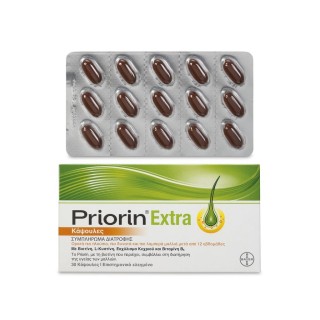 Priorin® Extra - Συμπλήρωμα Διατροφής για την Υγεία των Μαλλιών - Ορατά πιο Πλούσια Δυνατά & Λαμπερά Μαλλιά σε 12 Εβδομάδες- 30 Κάψουλες