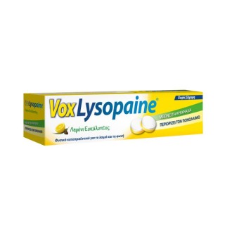 VoxLysopaine Λεμόνι-Ευκάλυπτος / Τροχίσκοι για Πονόλαιμο, Ξηρότητα & Βραχνάδα / 18 τροχίσκοι